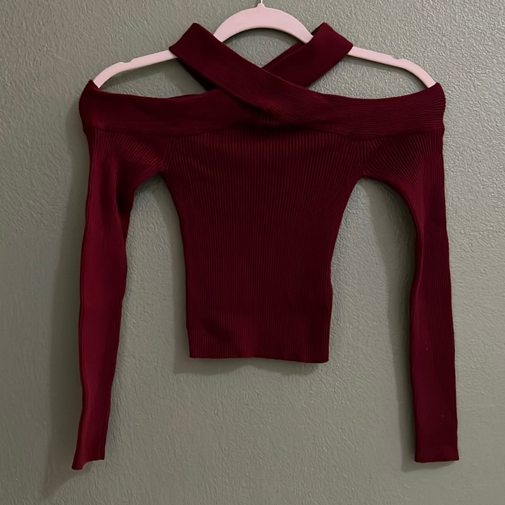Burgundy knit long sleeve